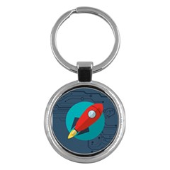 Rocket-with-science-related-icons-image Key Chain (round) by Salman4z