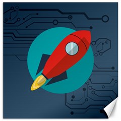 Rocket-with-science-related-icons-image Canvas 16  X 16  by Salman4z