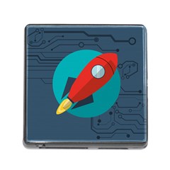 Rocket-with-science-related-icons-image Memory Card Reader (square 5 Slot) by Salman4z