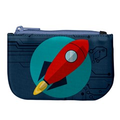 Rocket-with-science-related-icons-image Large Coin Purse by Salman4z