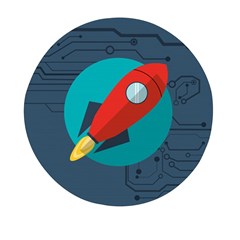 Rocket-with-science-related-icons-image Mini Round Pill Box by Salman4z