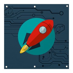 Rocket-with-science-related-icons-image Banner And Sign 3  X 3  by Salman4z