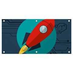 Rocket-with-science-related-icons-image Banner And Sign 4  X 2  by Salman4z