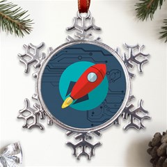 Rocket-with-science-related-icons-image Metal Large Snowflake Ornament