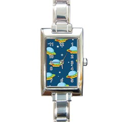 Seamless-pattern-ufo-with-star-space-galaxy-background Rectangle Italian Charm Watch