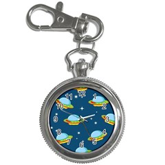 Seamless-pattern-ufo-with-star-space-galaxy-background Key Chain Watches