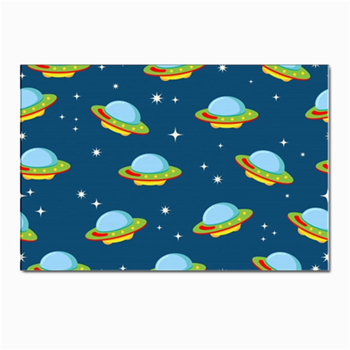 Seamless-pattern-ufo-with-star-space-galaxy-background Postcard 4 x 6  (Pkg of 10)