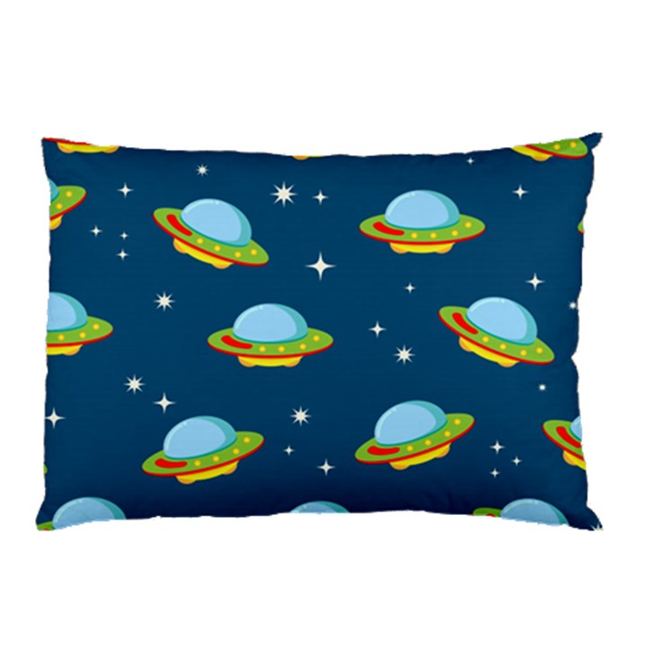 Seamless-pattern-ufo-with-star-space-galaxy-background Pillow Case