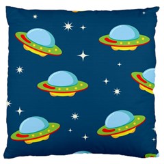 Seamless-pattern-ufo-with-star-space-galaxy-background Large Cushion Case (two Sides) by Salman4z