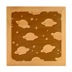 Seamless-pattern-ufo-with-star-space-galaxy-background Wood Photo Frame Cube by Salman4z