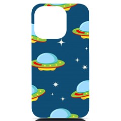 Seamless-pattern-ufo-with-star-space-galaxy-background iPhone 14 Pro Black UV Print Case