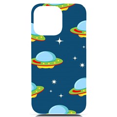 Seamless-pattern-ufo-with-star-space-galaxy-background iPhone 14 Pro Max Black UV Print Case