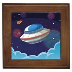 Ufo-alien-spaceship-galaxy Framed Tile by Salman4z