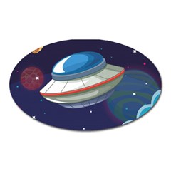 Ufo-alien-spaceship-galaxy Oval Magnet by Salman4z