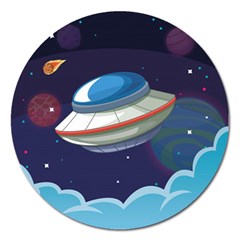 Ufo-alien-spaceship-galaxy Magnet 5  (round) by Salman4z