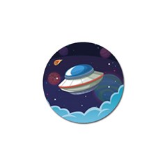 Ufo-alien-spaceship-galaxy Golf Ball Marker by Salman4z