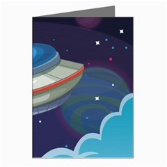 Ufo-alien-spaceship-galaxy Greeting Cards (pkg Of 8) by Salman4z