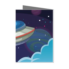 Ufo-alien-spaceship-galaxy Mini Greeting Cards (pkg Of 8) by Salman4z