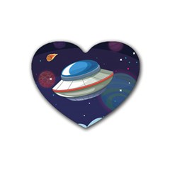 Ufo-alien-spaceship-galaxy Rubber Coaster (heart) by Salman4z