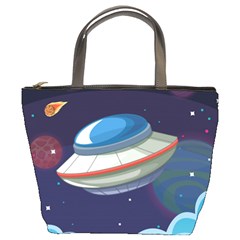 Ufo-alien-spaceship-galaxy Bucket Bag by Salman4z