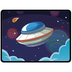 Ufo-alien-spaceship-galaxy Fleece Blanket (large) by Salman4z