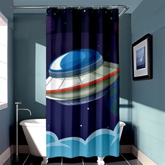 Ufo-alien-spaceship-galaxy Shower Curtain 36  X 72  (stall)  by Salman4z