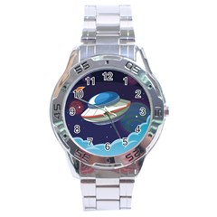 Ufo-alien-spaceship-galaxy Stainless Steel Analogue Watch by Salman4z