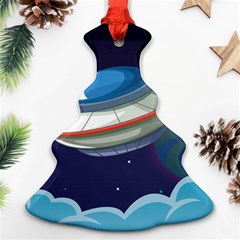 Ufo-alien-spaceship-galaxy Christmas Tree Ornament (two Sides) by Salman4z