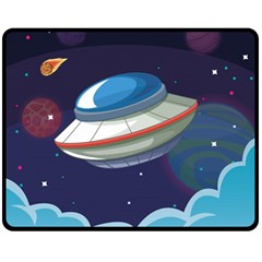 Ufo-alien-spaceship-galaxy Two Sides Fleece Blanket (medium) by Salman4z