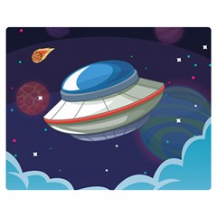 Ufo-alien-spaceship-galaxy Two Sides Premium Plush Fleece Blanket (medium) by Salman4z