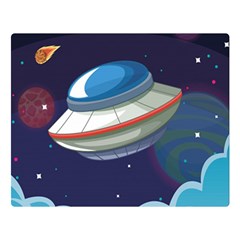 Ufo-alien-spaceship-galaxy Two Sides Premium Plush Fleece Blanket (large) by Salman4z