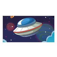 Ufo-alien-spaceship-galaxy Satin Shawl 45  X 80  by Salman4z