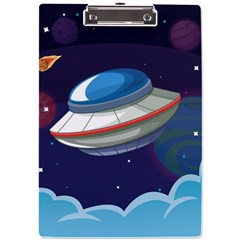 Ufo-alien-spaceship-galaxy A4 Acrylic Clipboard by Salman4z