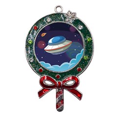 Ufo-alien-spaceship-galaxy Metal X mas Lollipop With Crystal Ornament