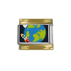 Spaceship-design Gold Trim Italian Charm (9mm) by Salman4z