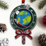 Spaceship-design Metal X Mas Lollipop with Crystal Ornament Front