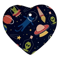 Seamless-pattern-with-funny-aliens-cat-galaxy Ornament (heart)