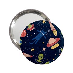 Seamless-pattern-with-funny-aliens-cat-galaxy 2 25  Handbag Mirrors by Salman4z