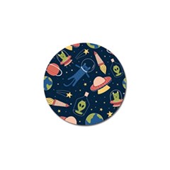 Seamless-pattern-with-funny-aliens-cat-galaxy Golf Ball Marker by Salman4z