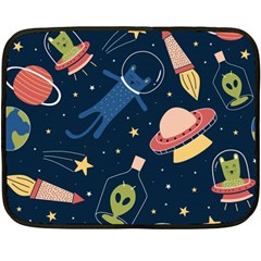 Seamless-pattern-with-funny-aliens-cat-galaxy Two Sides Fleece Blanket (mini) by Salman4z