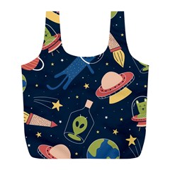 Seamless-pattern-with-funny-aliens-cat-galaxy Full Print Recycle Bag (l)