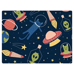 Seamless-pattern-with-funny-aliens-cat-galaxy Premium Plush Fleece Blanket (extra Small) by Salman4z