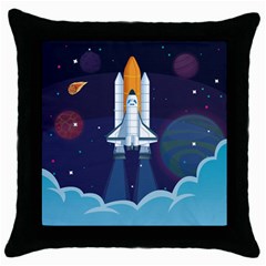 Spaceship-milkyway-galaxy Throw Pillow Case (black) by Salman4z