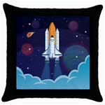 Spaceship-milkyway-galaxy Throw Pillow Case (Black) Front