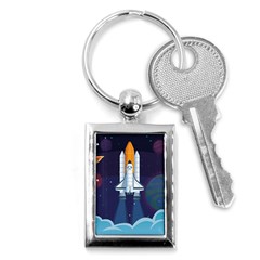 Spaceship-milkyway-galaxy Key Chain (rectangle) by Salman4z