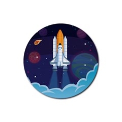 Spaceship-milkyway-galaxy Rubber Round Coaster (4 Pack) by Salman4z