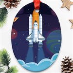 Spaceship-milkyway-galaxy Oval Ornament (Two Sides) Front