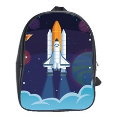 Spaceship-milkyway-galaxy School Bag (large) by Salman4z