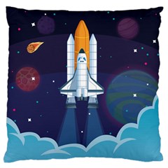 Spaceship-milkyway-galaxy Large Premium Plush Fleece Cushion Case (one Side) by Salman4z