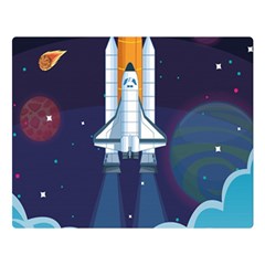 Spaceship-milkyway-galaxy Two Sides Premium Plush Fleece Blanket (large) by Salman4z